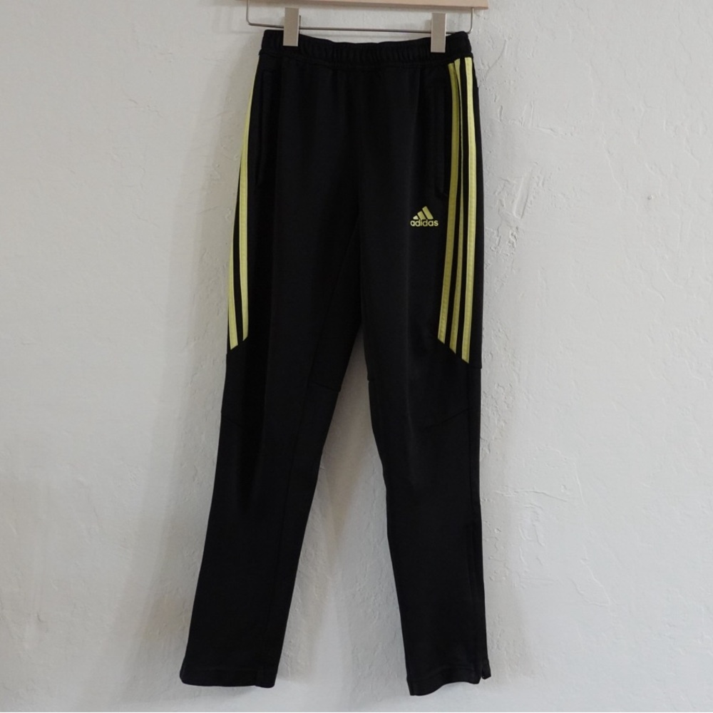 Adidas Climacool Track Pants – Kids Medium (11–12Y), Black/Neon Yellow, Tapered